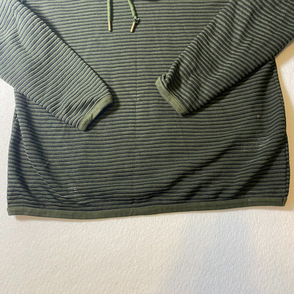 Laguna Mens XL Green Striped Waffle Knit Hoodie Pullover Sweater - Picture 6 of 7